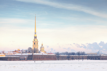 彼得和 Paul Fortress 在冬天，圣彼得堡