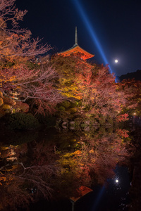 激光点燃显示在清水德拉寺