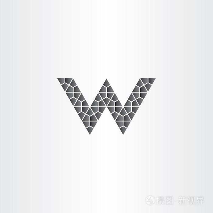 几何的黑色字母 w 矢量标志图标符号
