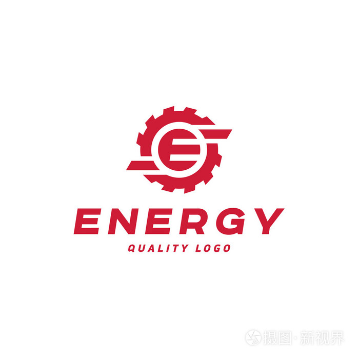字母e 齿轮为能源公司艺术