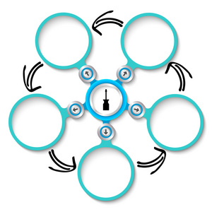 五抽象圆形文本框和螺丝刀