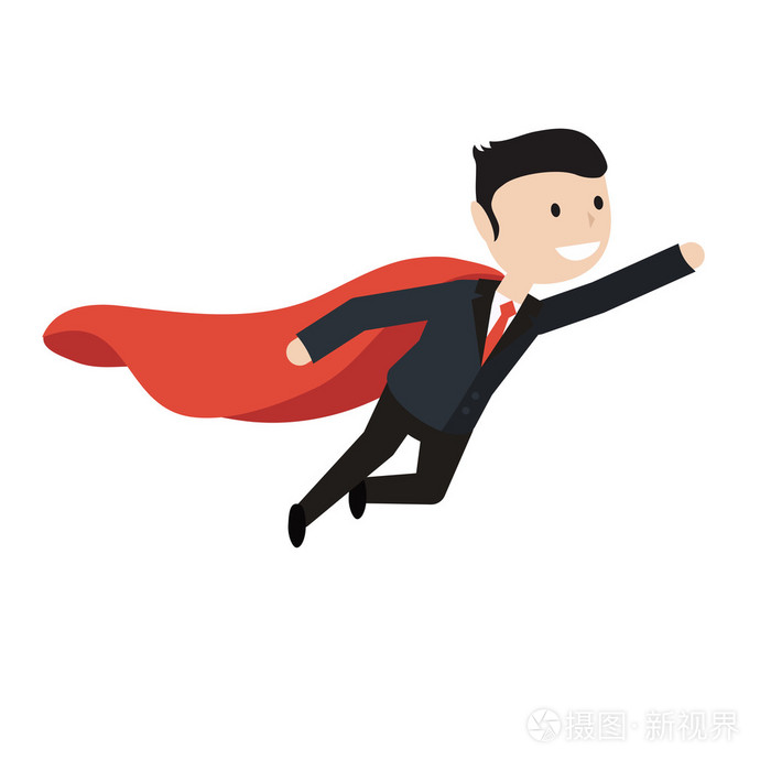 超级商人飞起来商业概念插画