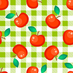 格子格子和红苹果无缝模式