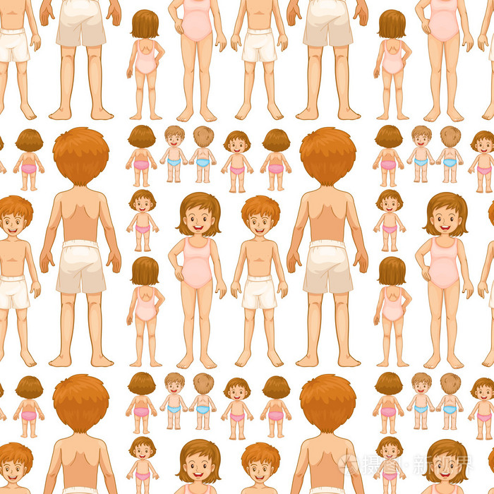 无缝的男孩和女孩在不同年龄段