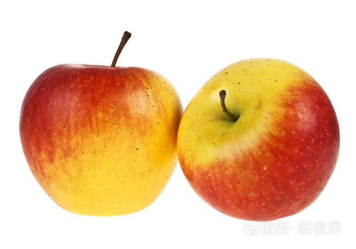 孤立在白色背景上的两个苹果