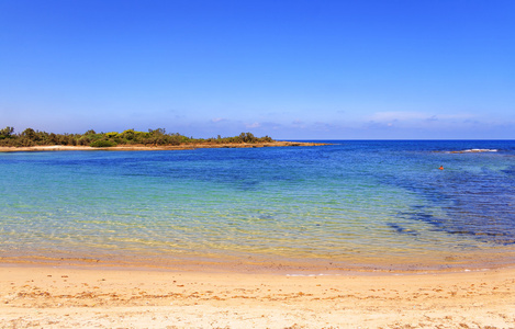 夏季海景 自然保护区的老爹 Guaceto.Brindisi 阿普利亚意大利地中海游击队 自然保护区土地和大海之间