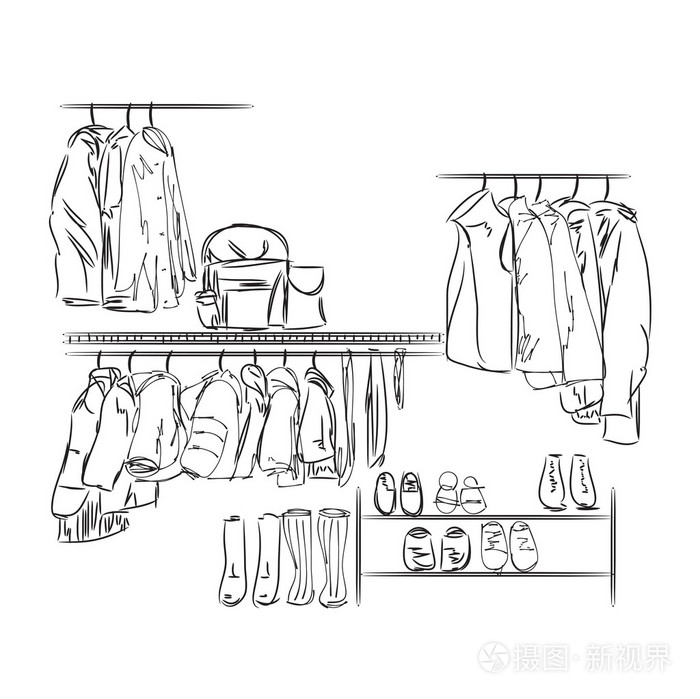 手绘制的衣柜素描
