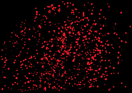 在黑色背景上红色血液的矢量飞溅。