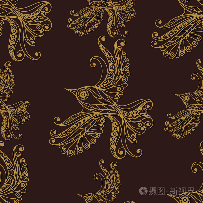 鸟金无缝花边图案