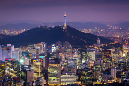 韩国，首尔城市天际线。韩国最佳视图