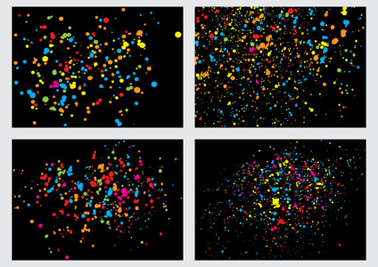 在黑色背景上的抽象颜色飞溅插画的一套