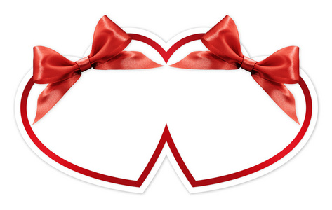 孤立在白色背景上的红色蝴蝶结的心的形状
