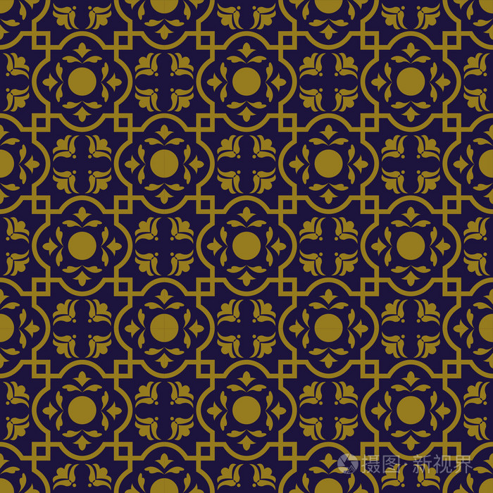 典雅的仿古背景图像的广场交叉几何花卉图案插画-正版商用图片1lbjqy-