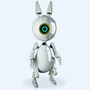 用一只眼睛的机器人兔子