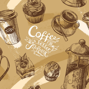 咖啡素描图
