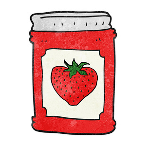 质感的卡通草莓果酱瓶照片
