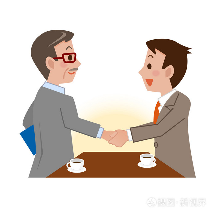商人握手插画-正版商用图片1lbr7m-摄图新视界