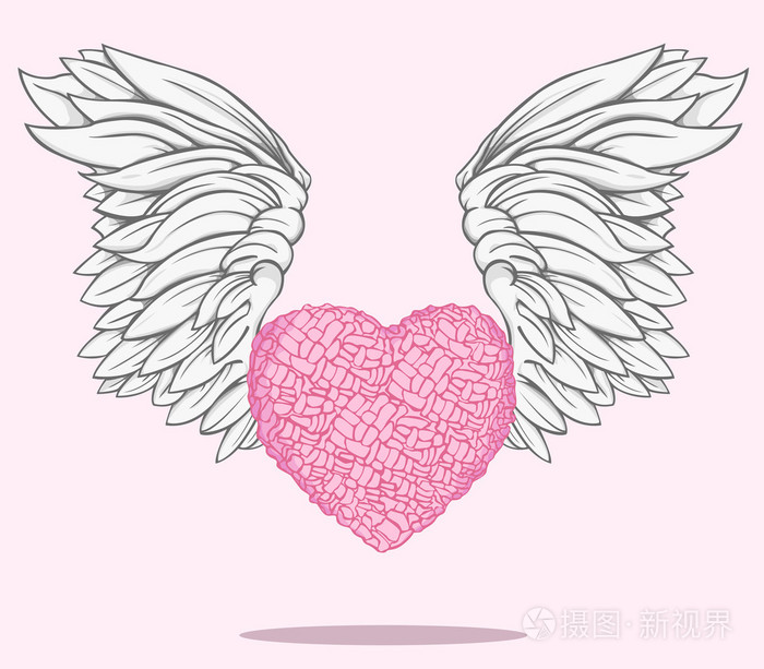 创建的心有翅膀.矢量设计