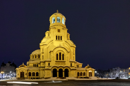 亚历山大  涅夫斯基大教堂，索非亚的夜全景