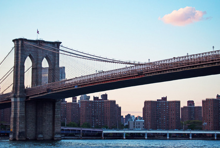 纽约美国标志性的布鲁克林b日落时的全景