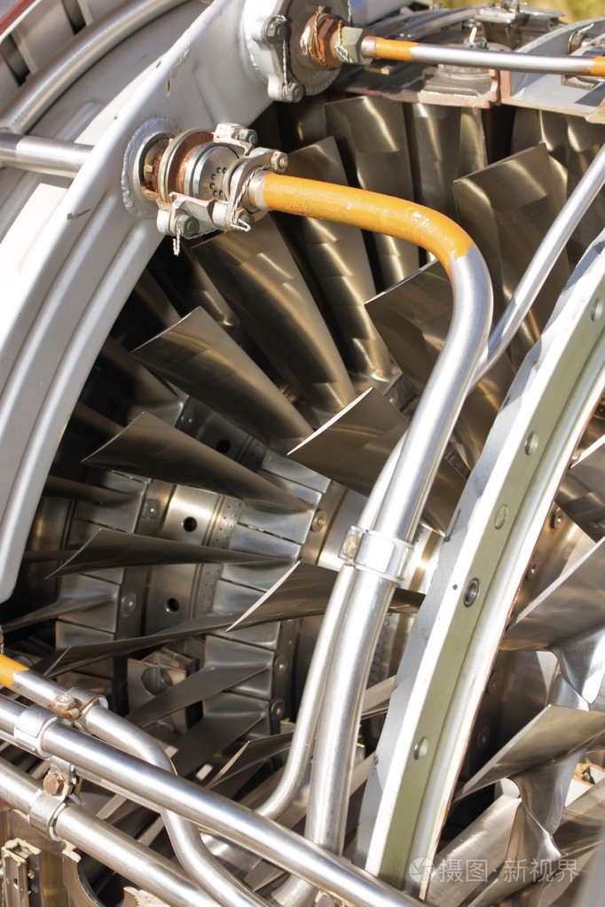 飞机喷气发动机叶片特写