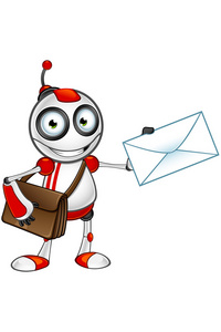 红色和白色机器人邮件传递