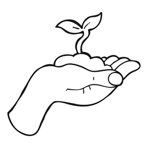 幼苗手绘写意画卡通幼苗生长照片