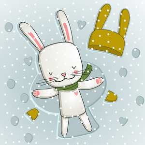 野兔做雪天使