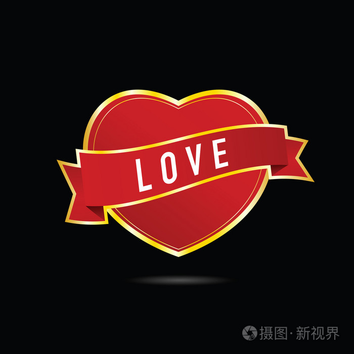在黑色的心红爱矢量