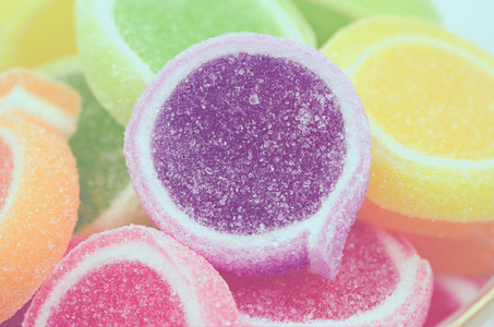 果冻甜，风味水果，糖果缤纷糖的甜点