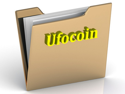 Ufocoin色泽鲜艳字母对黄金的文件夹