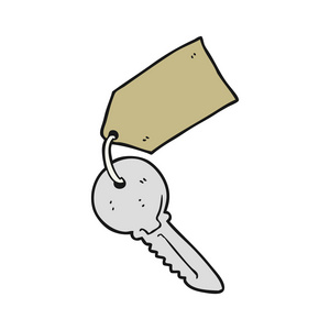 带标记的卡通钥匙插画