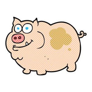 写意画的卡通小猪