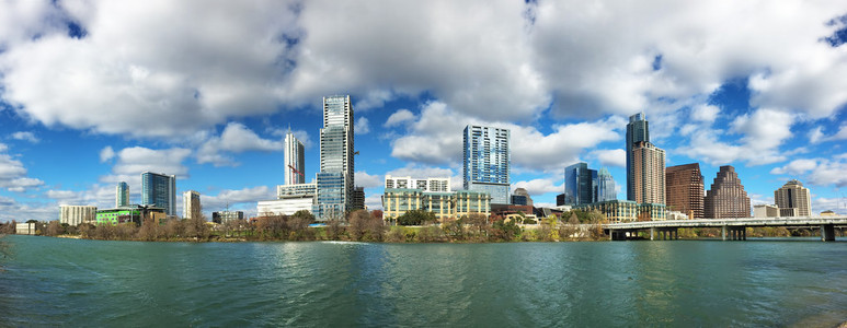 Austin，德克萨斯，天际线的全景