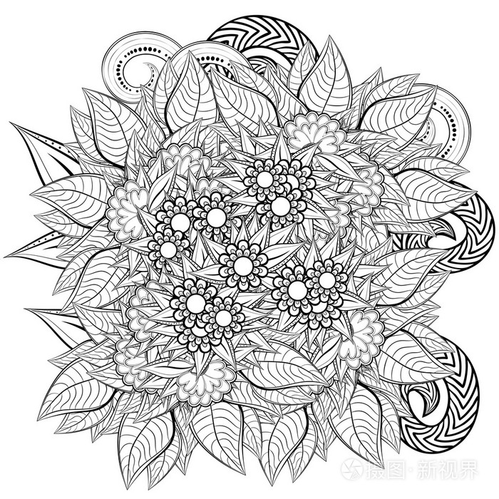 与抽象花着色书模式插画 正版商用图片1lcnxo 摄图新视界 与抽象花着色书模式插画 正版商用图片1lcnxo 摄图新视界