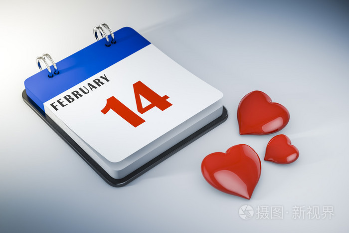 3d 的情人节一天日历 概念