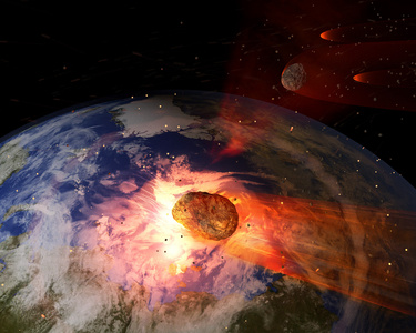 撞击碎片小行星撞击地球照片