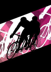 活跃的男性骑自行车自行车车手在抽象运动景观 b