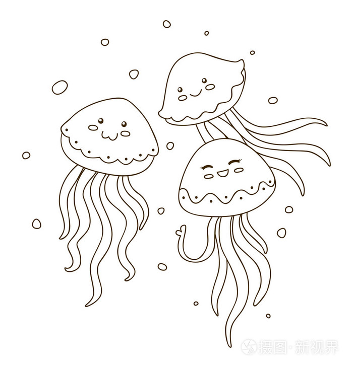水母为着色书插画-正版商用图片1ld1t0-摄图新视界