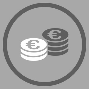 欧元硬币栈带圆圈图标