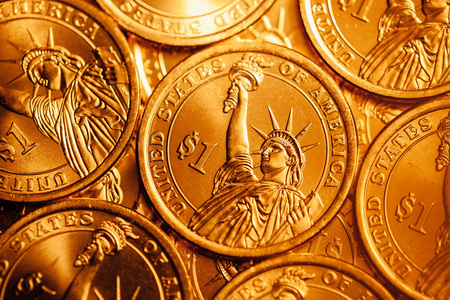 黄金美元硬币背景