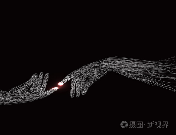 人类的手,用手指触碰的特写