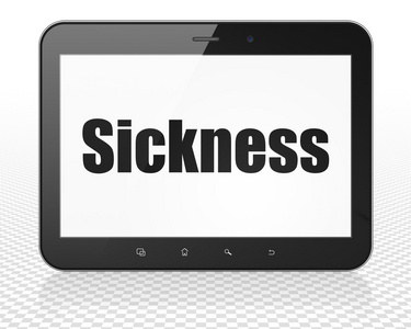 医疗保健概念平板电脑，显示疾病