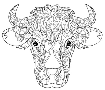 大纲牛手画的涂鸦大纲牛头照片