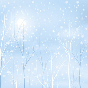 冬季背景雪树和太阳矢量插图