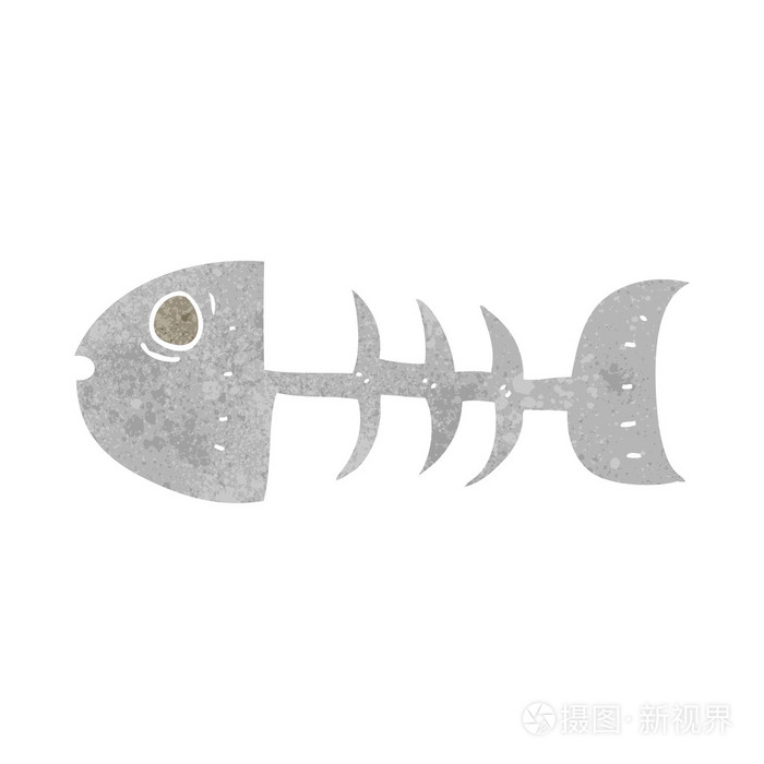 复古卡通鱼骨头
