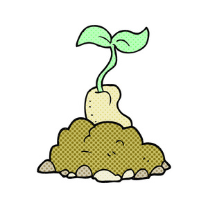 种子发芽卡通漫画风格的卡通发芽的种子照片
