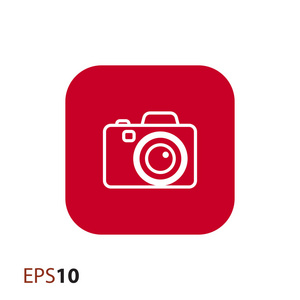 针对 web 和移动数字照相机图标自信合身棕色头发模特