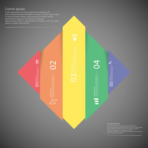 图表模板与菱形形状分为五个颜色部分