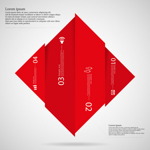 图表模板与菱形形状划分为四个红色部分